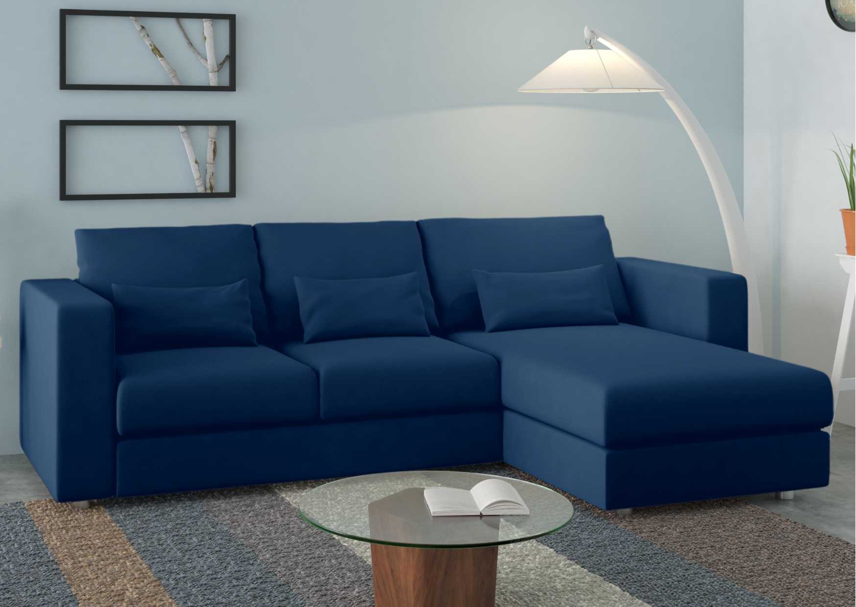 Klasyczny prawy narożnik rozkładany w kolorze granatowym